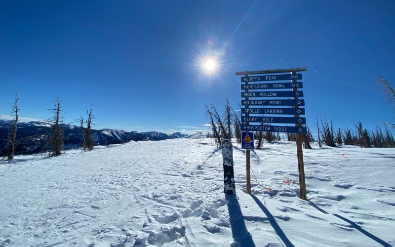 Skiers on a groomed run at Wolf Creek Ski Area near Pagosa Springs