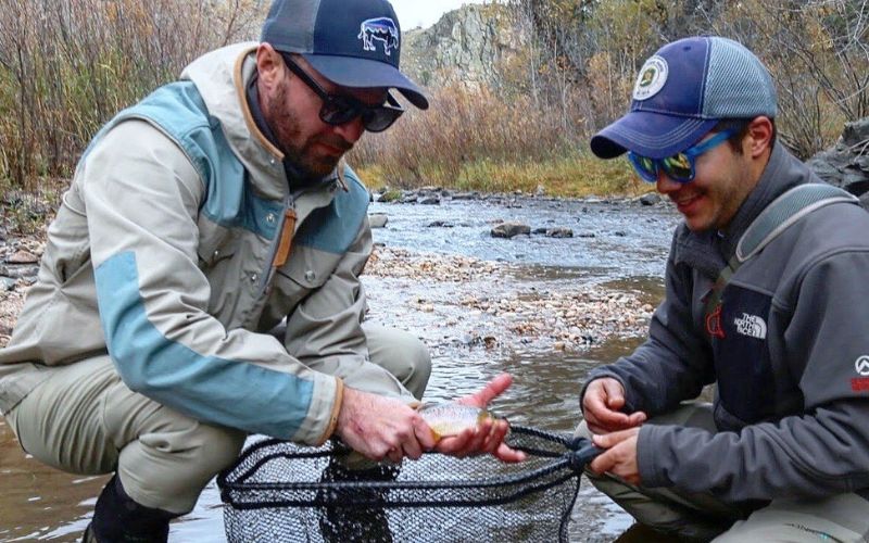Fly and conventional fishing on a Colorado river near Pagosa Springs
