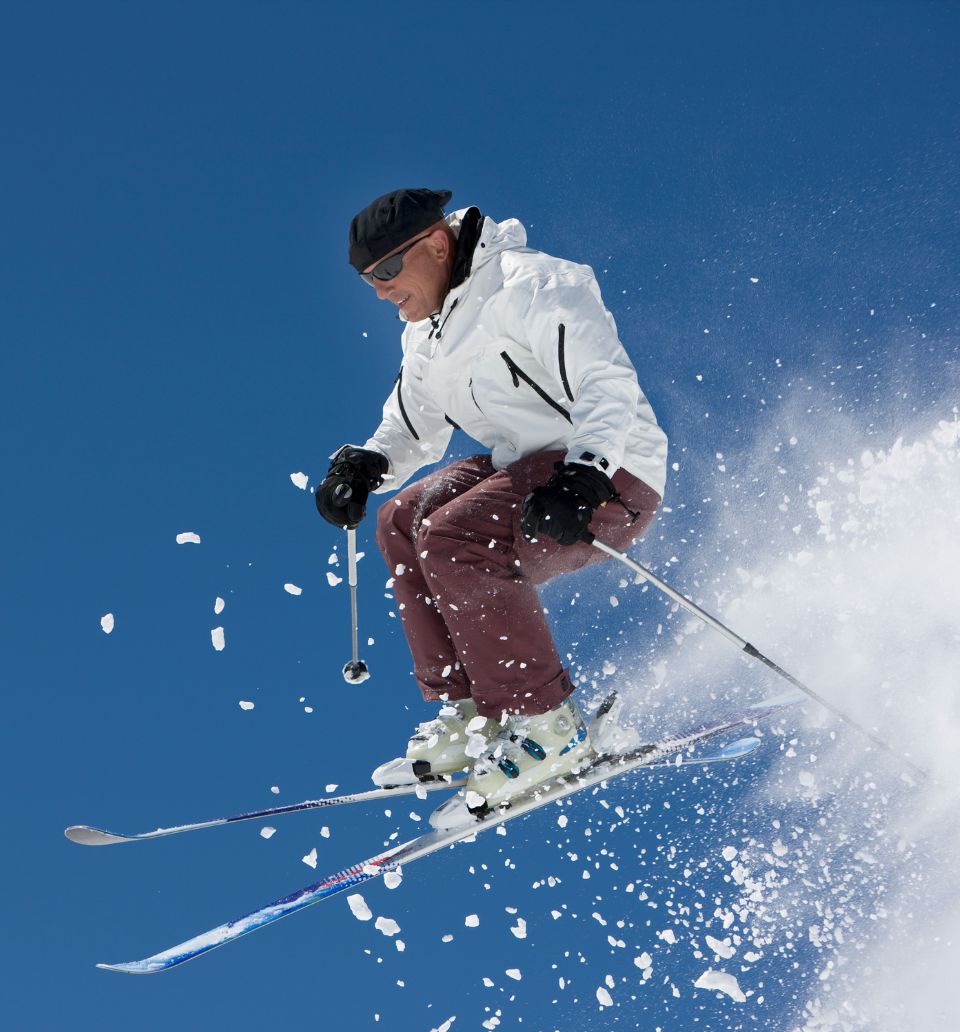 Skier carving a turn on the slopes near Pagosa Springs Colorado
